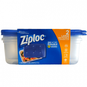 ZIPLOC CONT W/LID ONE PRESS 75OZ 2PK 6/CS RECT-70941